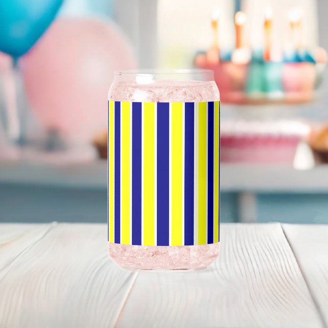 Canette Ensemble de verre jaune bleu et blanc rayé (Insitu (Baby Shower))