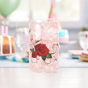 Canette Ensemble de verre Love Red Rose Floral 