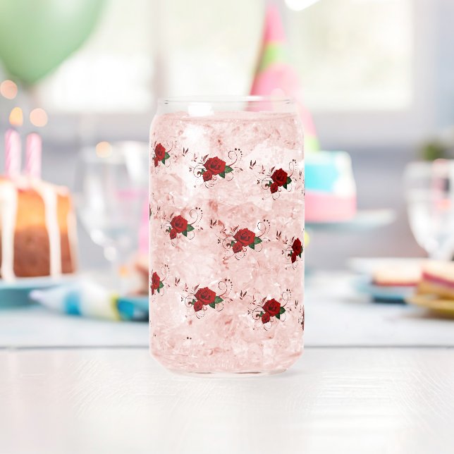 Canette Ensemble de verre Love Red Rose Floral  (Insitu (Anniversaire))