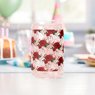 Canette Ensemble de verre Love Red Rose Floral 