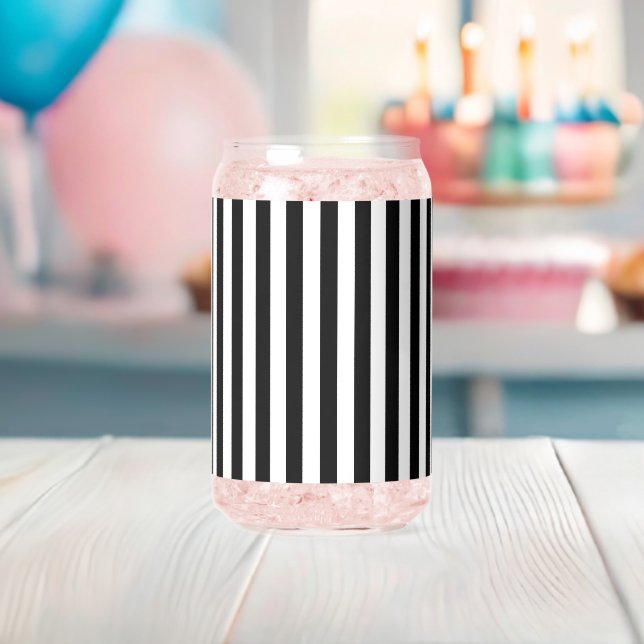 Canette Ensemble de verre noir et blanc à rayures (Insitu (Baby Shower))