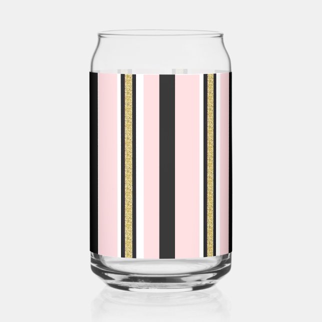 Canette Ensemble de verre Pink & White Gold Black Stripe (Droite)