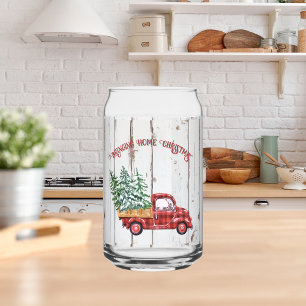 Canette Ferme rustique en bois défoncé Camion Rouge Verre