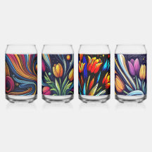 Fleurs contemporaines Lumineuses Art Can Verre