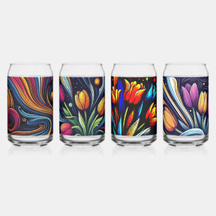 Canette Fleurs contemporaines Lumineuses Art Can Verre
