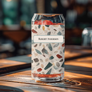 Canette Grands éclats de verre rétro motif Terrazzo Peut e