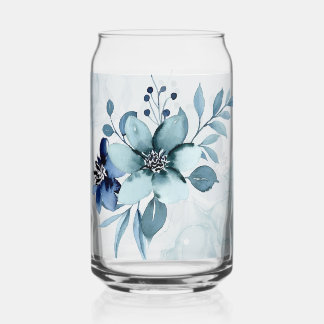 Canette Jeu de Verre Floral Bleu 4 Can