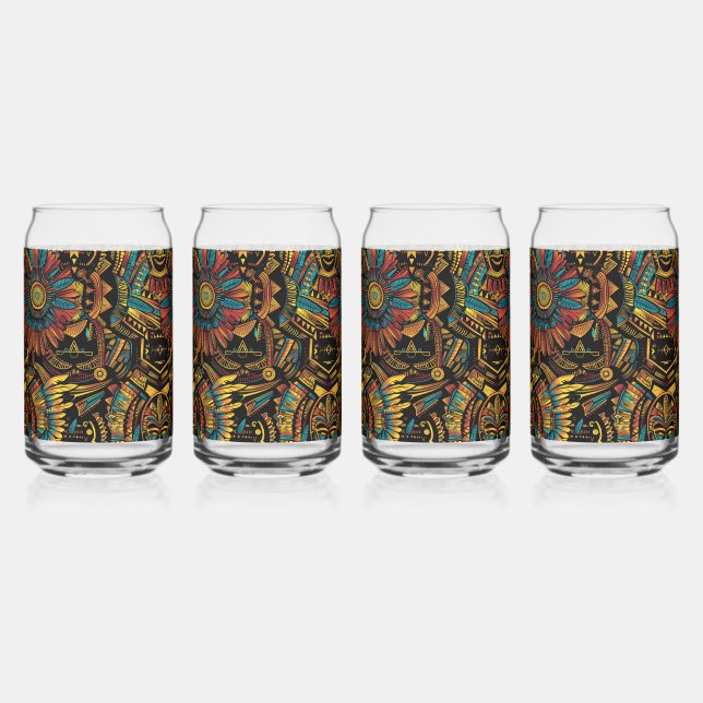 Canette Jeu de verre imprimé bleu antique "Aztec Dream" 16 (Recto)