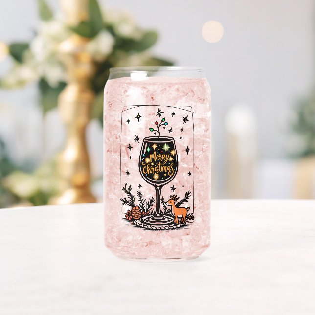 Canette Joyeux Noël dans un verre de vin (Insitu (Mariage))