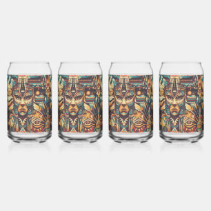 Canette Le verre émeraude "Mésoamerican Motif" intemporel