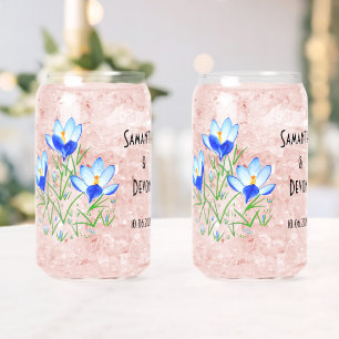 Canette Lunettes de can en verre imprimées de crocus bleus
