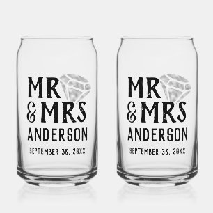 Canette M. & Mme Verre de bière personnalisée peut régler