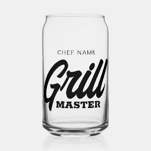 Canette Maître de grill peut verre avec nom personnalisé d