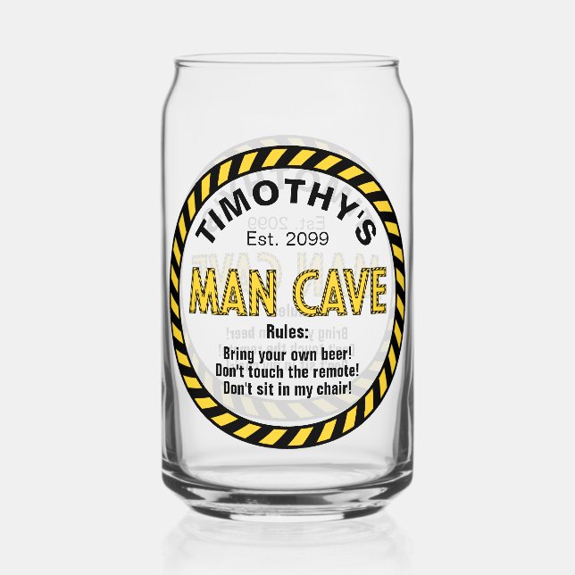 Canette Man Cave Attention Bande Bande Bande Verre (Recto)