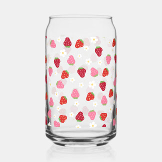 Canette marguerite à fraise fleurie en verre