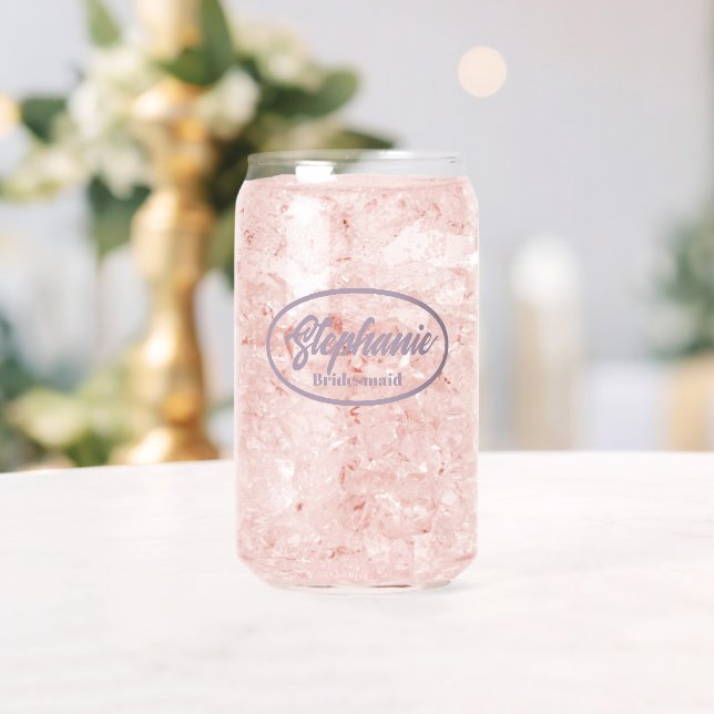Canette Mauve Stylisé Nom Mariage Bridesmaid Verre (Insitu (Mariage))