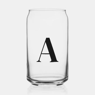 Canette Monogramme noir moderne verre initial