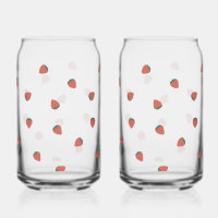 Motif de fraise en verre Can imprimé, série de 2