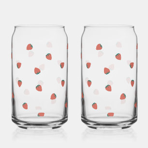 Canette Motif de fraise en verre Can imprimé, série de 2