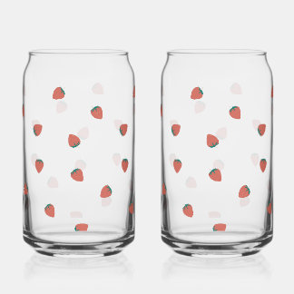 Canette Motif de fraise en verre Can imprimé, série de 2