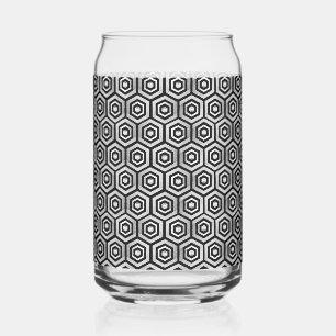 Canette Peut-être en Verre Noir Blanc Motif Géométrique He