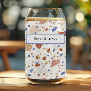 Canette Puces de marbre Motif Terrazzo Rétro Peut Verre