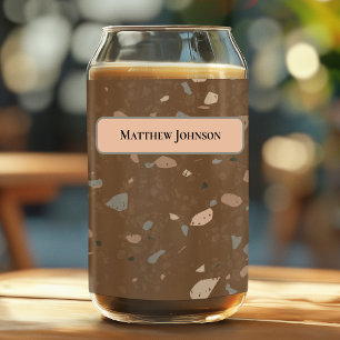 Canette Puces de verre bronzé gris Motif Terrazzo Rétro