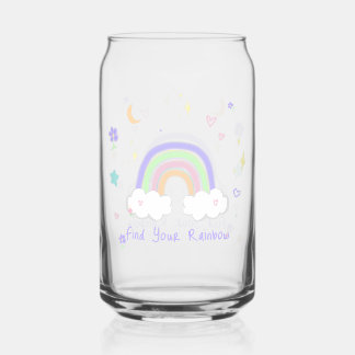 Canette Tasse en verre Arc-en-ciel pastel