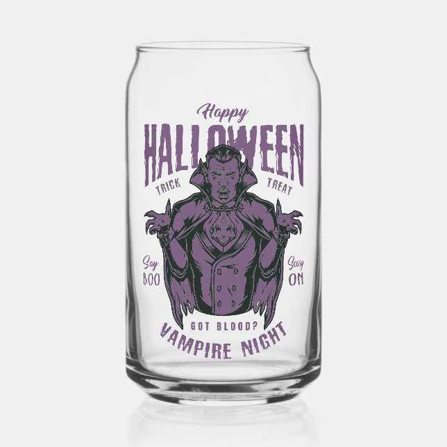 Canette Vampire Nuit Halloween Verre - Gothique Violet (Recto)