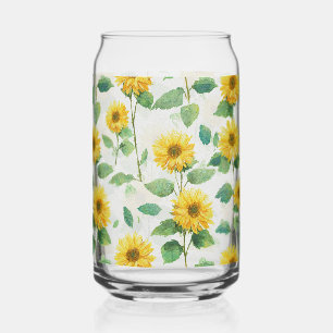 Canette Verre à boire floral aquarelle tournesol rustique