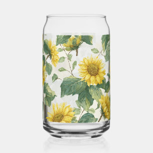 Canette Verre à boire floral aquarelle tournesol rustique