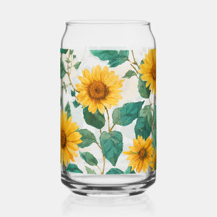 Canette Verre à boire floral aquarelle tournesol rustique