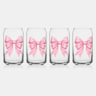 Canette Verre à boire mignon avec nœud en satin rose
