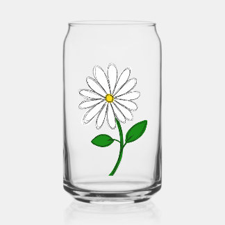 Canette Verre à marguerite dessinée à la main | Floral min