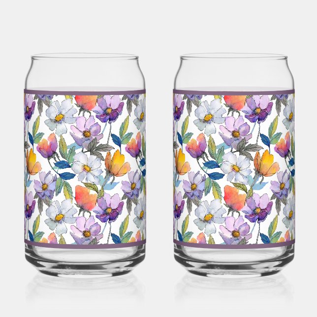 Canette Verre à soda à fleurs violettes (Recto)