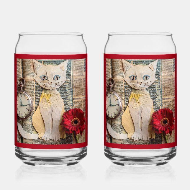 Canette Verre à Soda Chat en Papier (Recto)