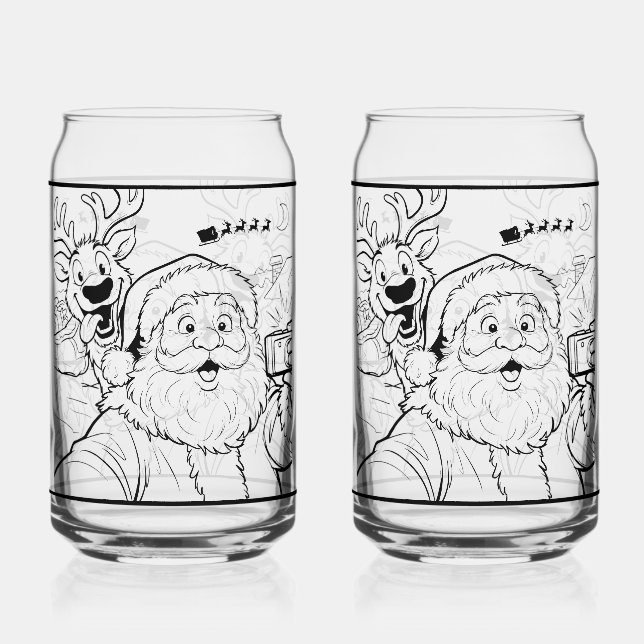 Canette Verre à soda Père Noël et cerf (Recto)
