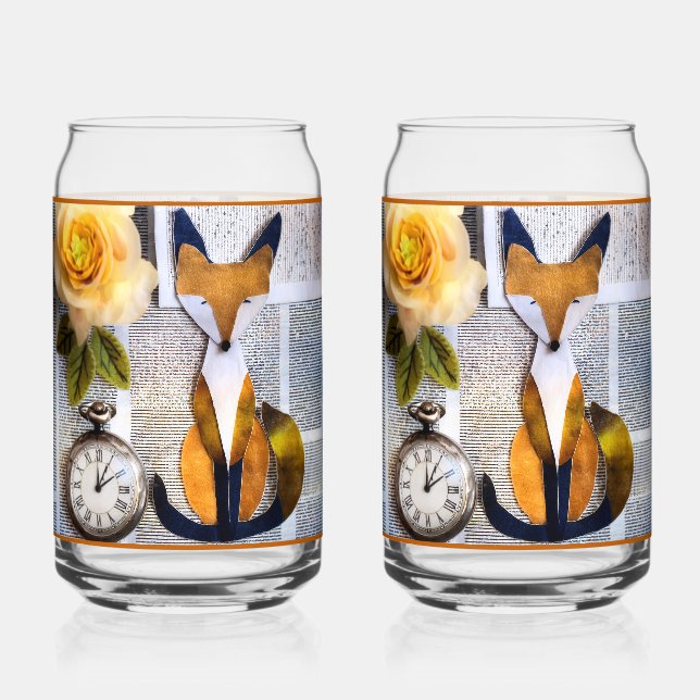 Canette Verre à soda renard en papier (Recto)