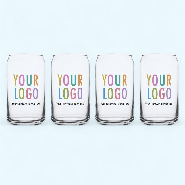Canette Verre de bière promotionnelle avec logo Set de 4 (MISOOK 16 oz Can Glass Set of 4 with Logo)