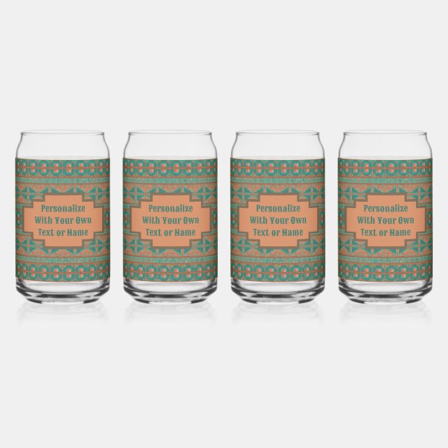 Canette Verre de boisson Turquoise géométrique sur mesure  (Recto)