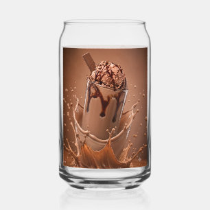 Canette Verre de café glacé avec éclaboussure de chocolat