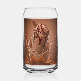 Canette Verre de café glacé avec éclaboussure de chocolat