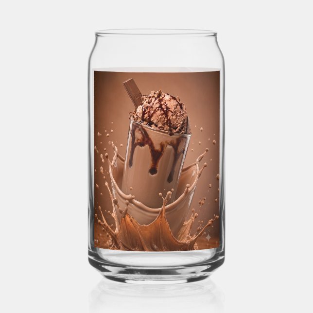 Canette Verre de café glacé avec éclaboussure de chocolat  (Verso)