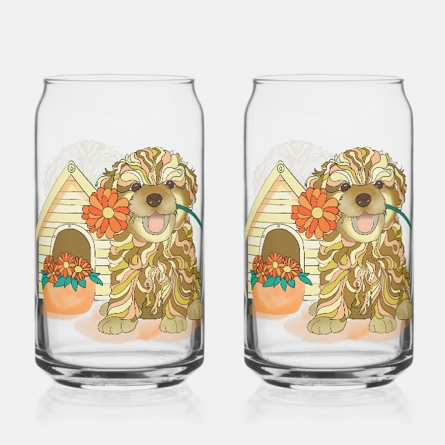Canette Verre de soda Pup à fleurs (Recto)