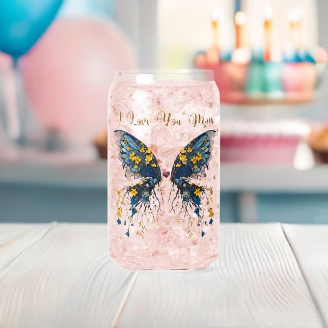 Canette Verre en forme de papillon boisé (Insitu (Baby Shower))
