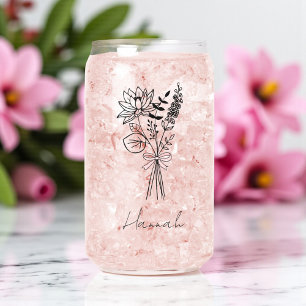 Canette Verre Floral Personnalisé Pour Femme D'Accueil