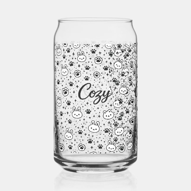 Canette Verre pour boisson avec motif mignon de lapin et d (Recto)