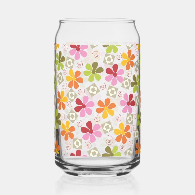 Canette Vibrant Mosaïque Florale Can Verre (Recto)