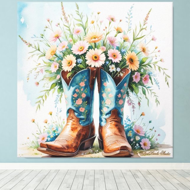 Canevas Bouquet Cowgirl Imprimer | Art mur (Insitu (Plancher de Bois))