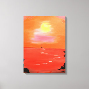 Canevas Enveloppé De Peinture Du Ciel Orange